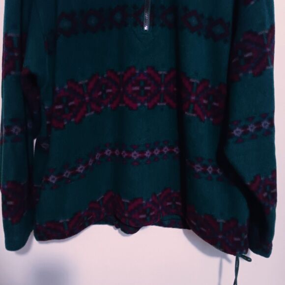 Vintage Eddie Bauer Aztec Fleece Pullover-Size XL-Polartec-1/4 Zip-Pockets-90s - Picture 3 of 9